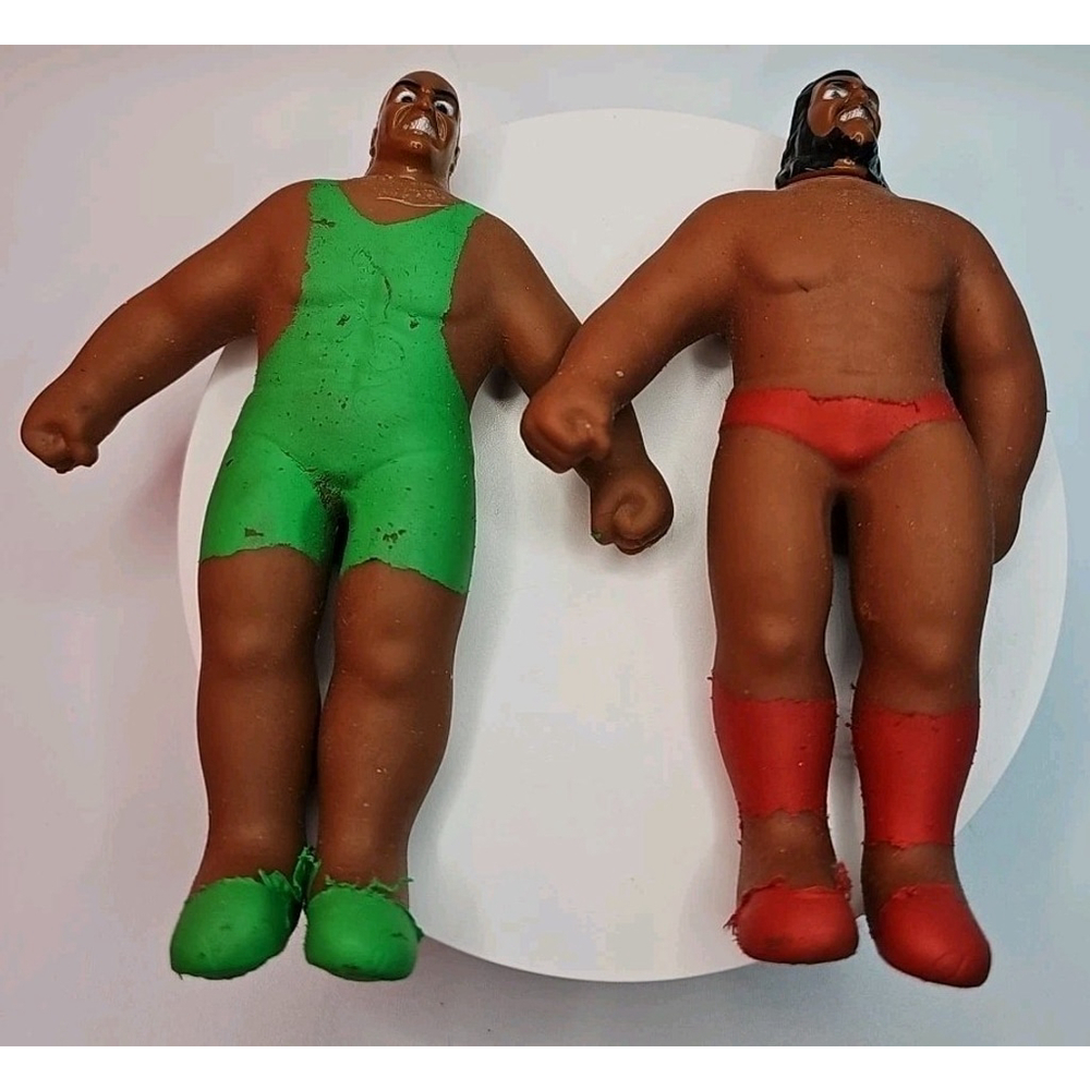 Set Of 2 Ja-Ru Jaru Stretchy Wrestler Sand Filled Wrestling Toy Figure WWE WWF
